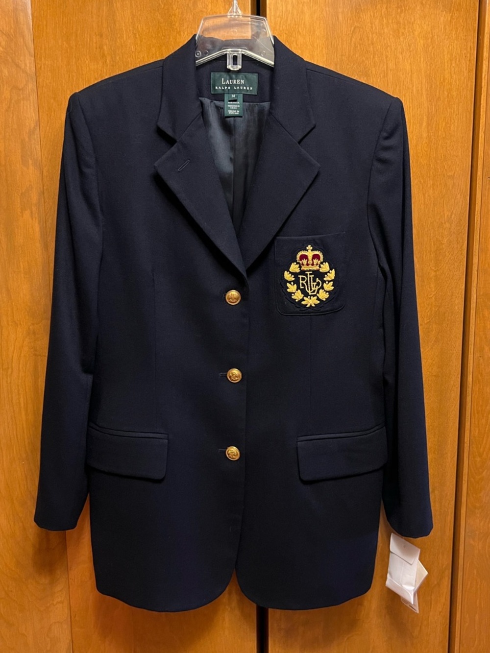 Lauren Ralph Lauren Navy 3D Crest Blazer